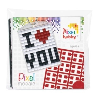 Pixelhobby Nøglering -  Mini Perler - I Love You